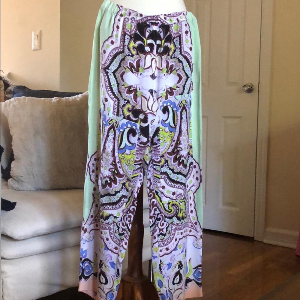 Etro silk pant madevin Italy size 38 multicolored